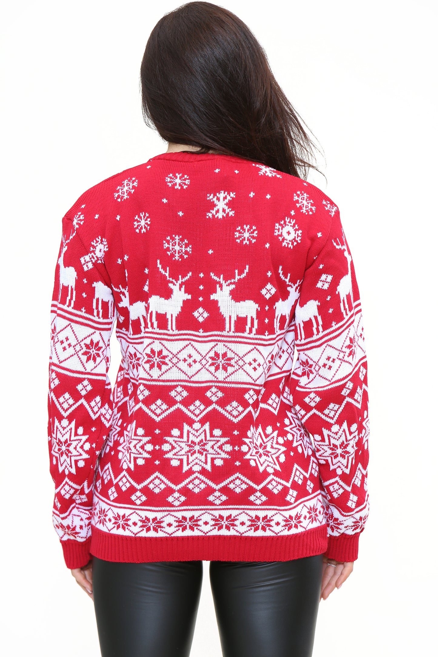 Pull de noël tricot motif rennes losanges esprit Christmas neige