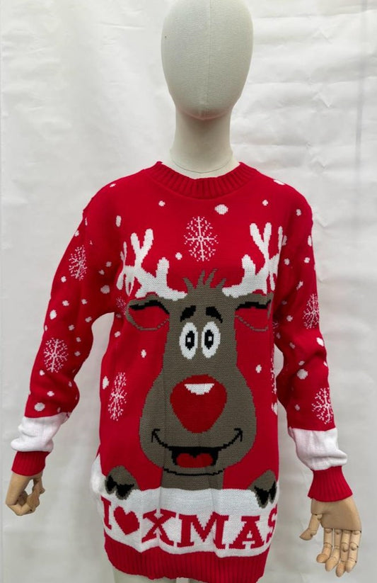 J’aime le sweat-shirt de Noël IXMAS / Cardigan renne Rudolph / Pull de Noël