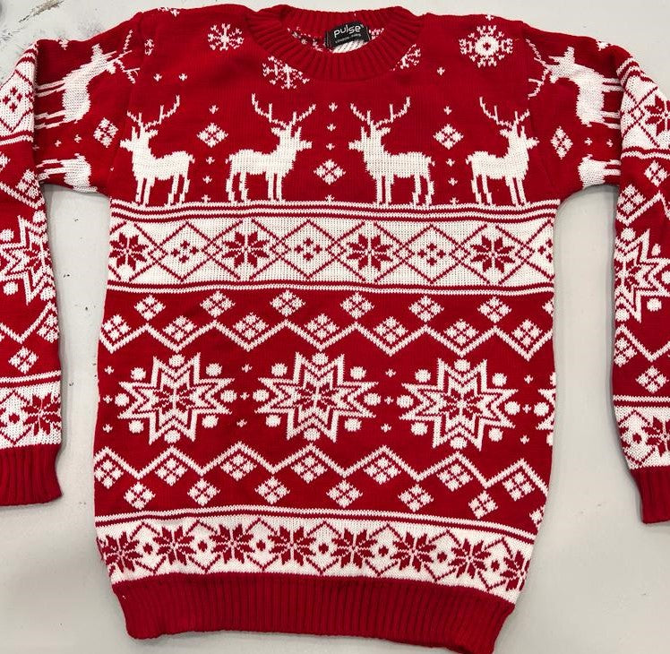 Pull de noel tricot motif rennes losanges triangles esprit Christmas neige