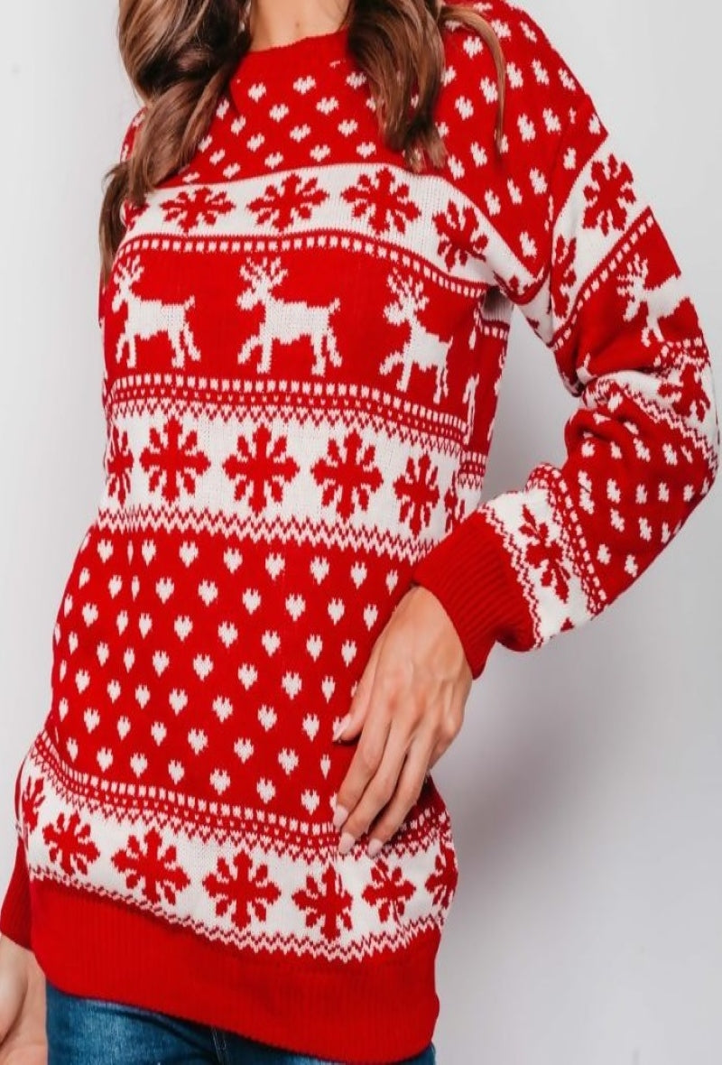 Pull Noël Femme Tricot Traditionnelle avec motif