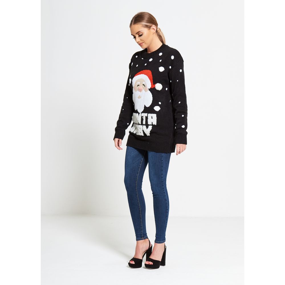 Pull Femme Noël Santa Baby Flocons de neige manche longue